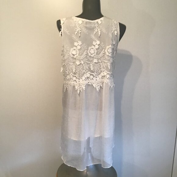 Minkas Flowy Sleeveless Lace Babydoll Mini Dress Size M - Picture 4 of 11